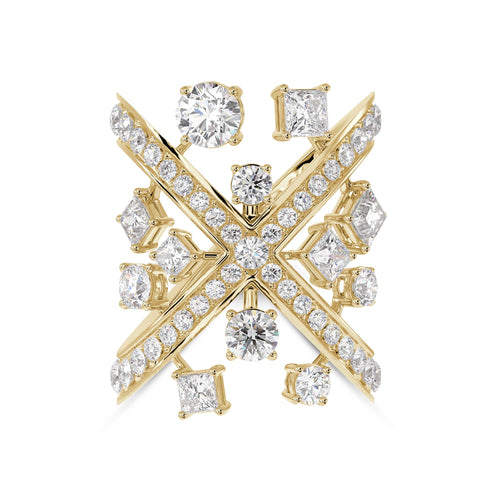 Lab Grown Diamond 4.32 Carat Multi Shape Liner Ring 14KW