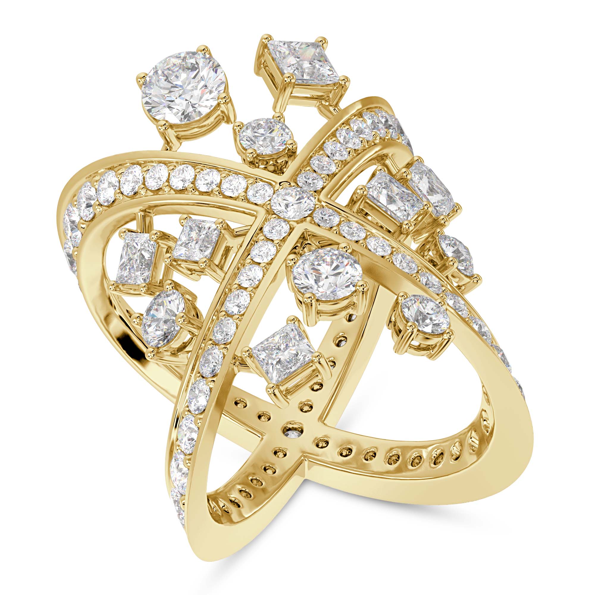 Lab Grown Diamond 4.32 Carat Multi Shape Liner Ring 14KW