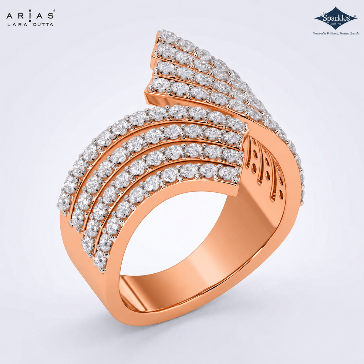 Arias by Lara Dutta Opulent Wave Pave Diamond Ring