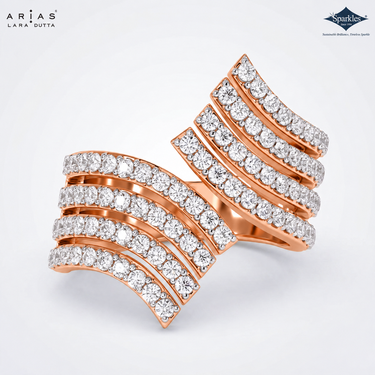 Arias by Lara Dutta Opulent Wave Pave Diamond Ring