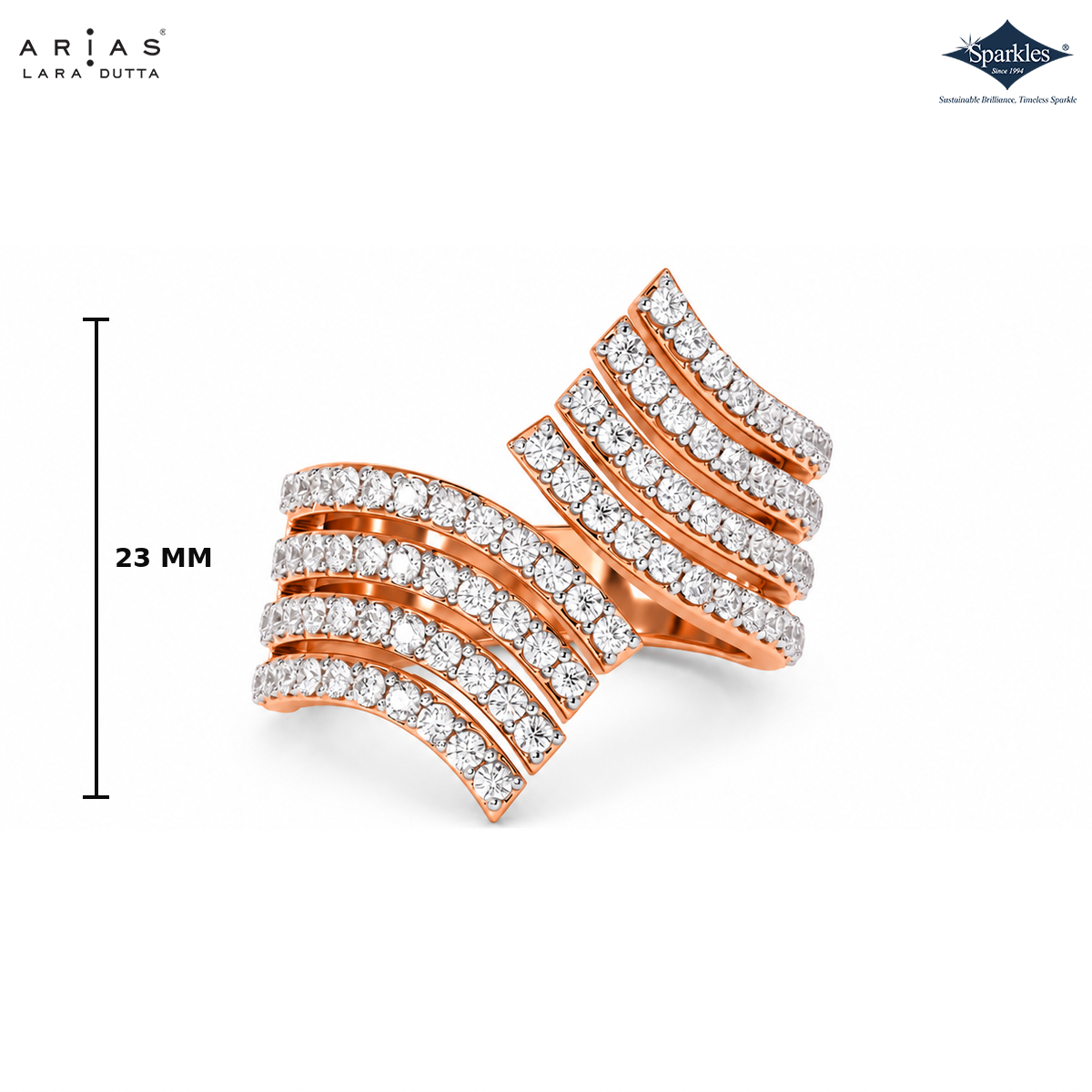 Arias by Lara Dutta Opulent Wave Pave Diamond Ring