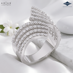 Arias by Lara Dutta Multi-Row Pave Diamond Wave Statement Ring