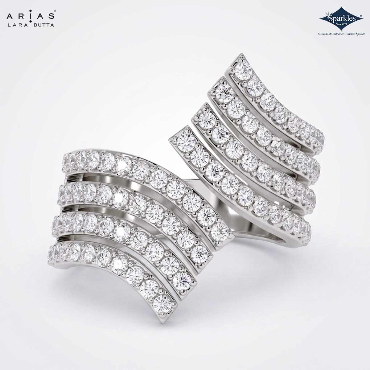 Arias by Lara Dutta Opulent Wave Pave Diamond Ring