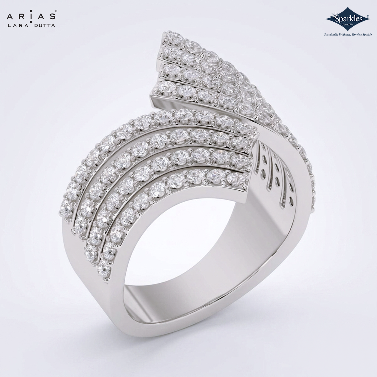 Arias by Lara Dutta Opulent Wave Pave Diamond Ring
