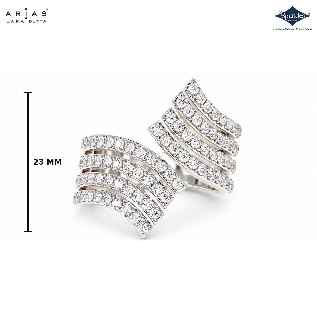 Arias by Lara Dutta Opulent Wave Pave Diamond Ring