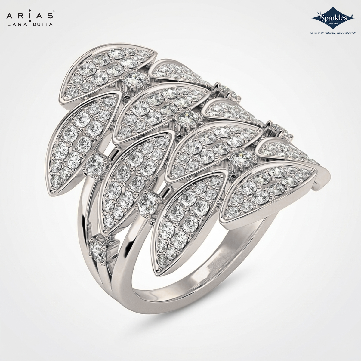 Arias by Lara Dutta Classic Leaf Cluster Diamond Ring