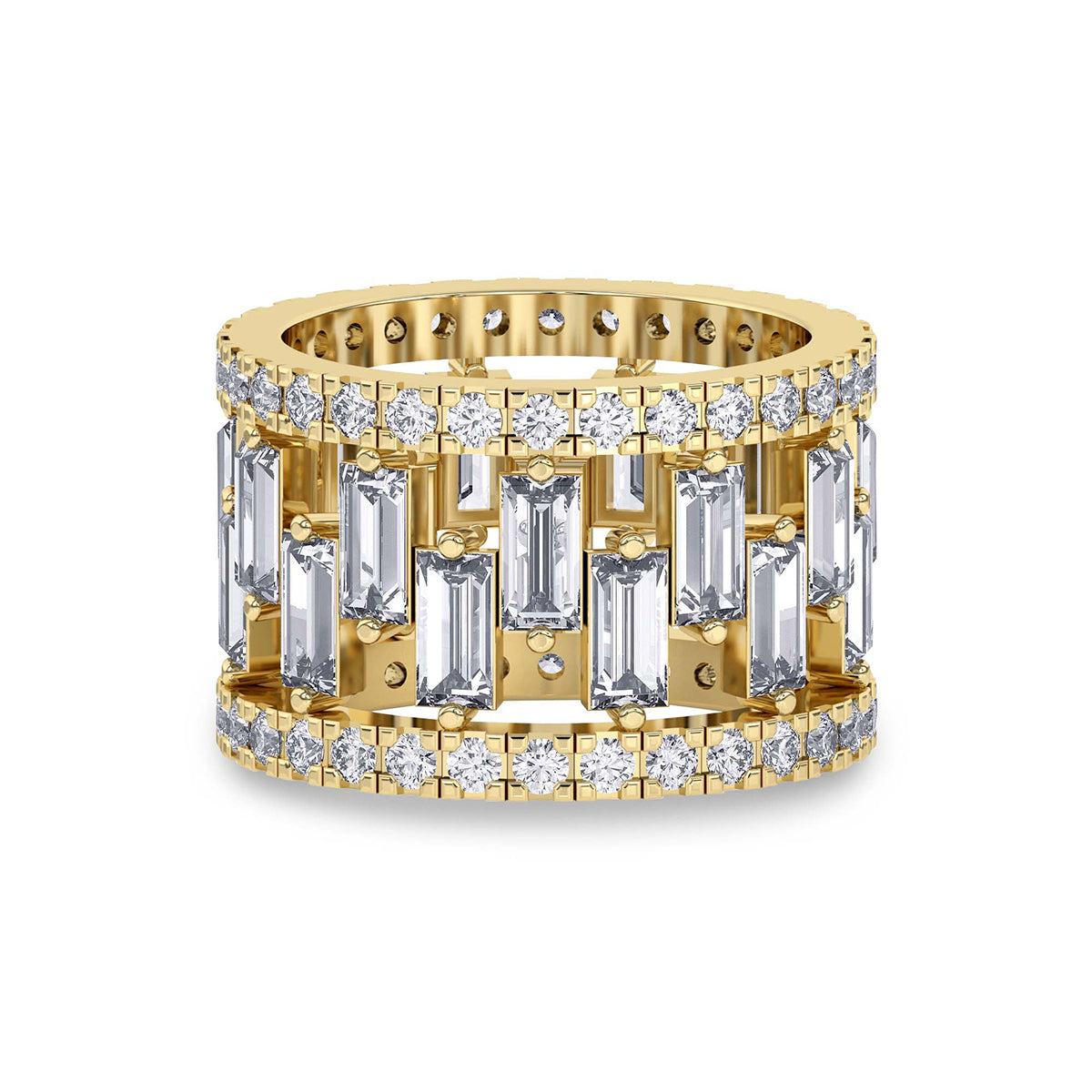 Lab Grown Diamond 6.65 Carat Baguette Grand Eternity Ring 14KW