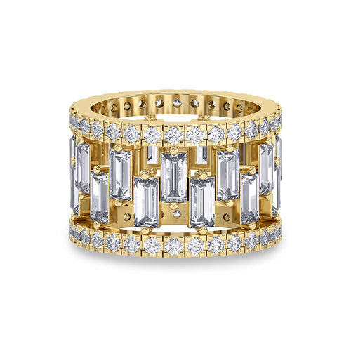 Lab Grown Diamond 6.65 Carat Baguette Grand Eternity Ring 14KW