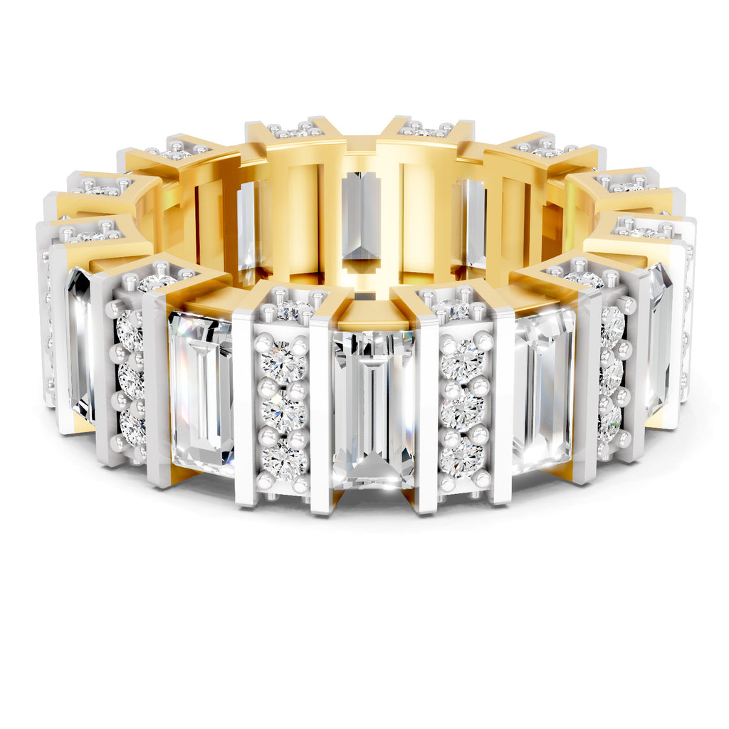 Lab Grown Diamond 4.93 Carat Emerald & Princess Cut Ring 14KW