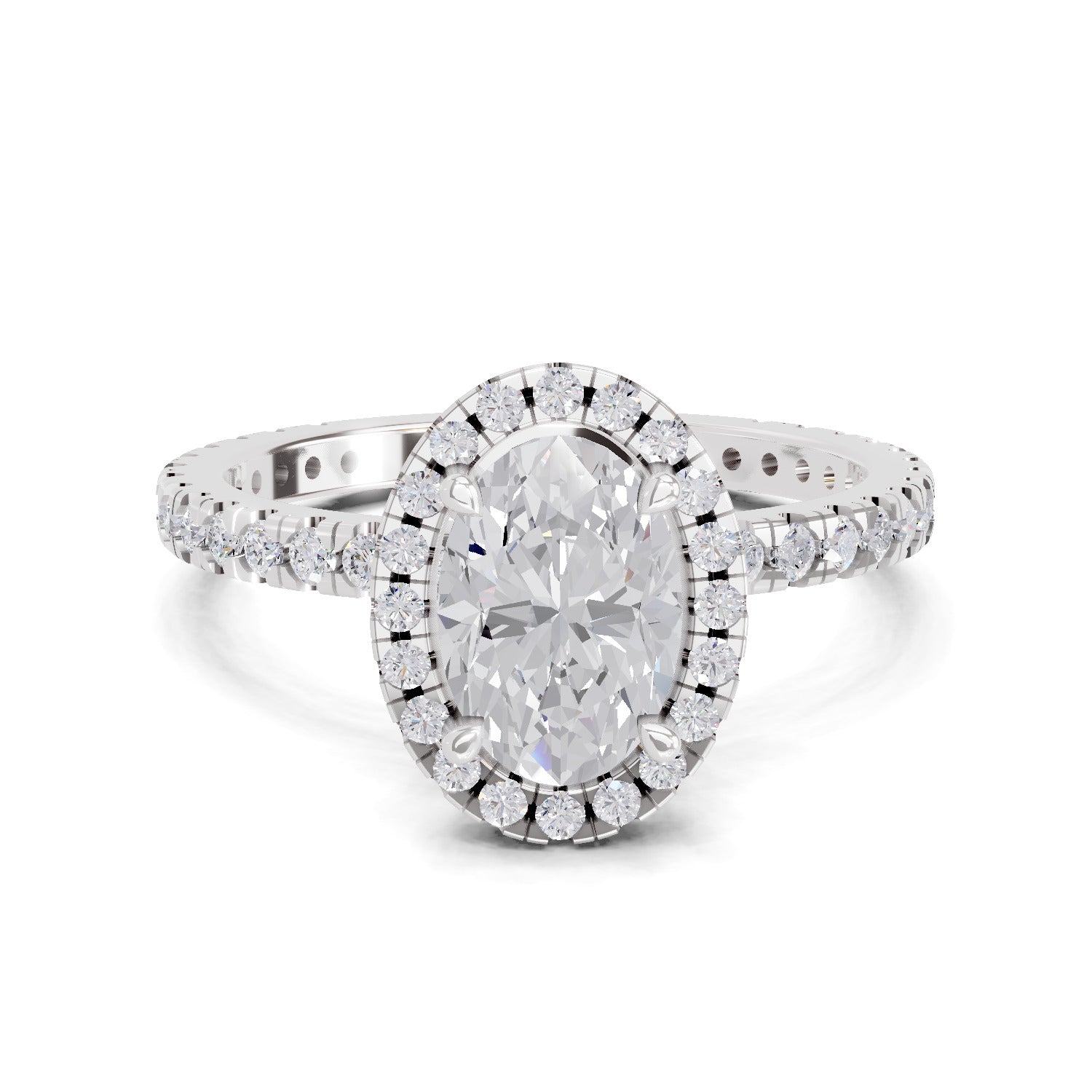 1.66 Carat Oval Shape Halo Engagement Ring