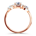 1.01 Carat Round 3 Stone Halo Diamond Ring