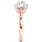 1.01 Carat Round 3 Stone Halo Diamond Ring