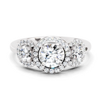 1.01 Carat Round 3 Stone Halo Diamond Ring