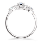 1.01 Carat Round 3 Stone Halo Diamond Ring