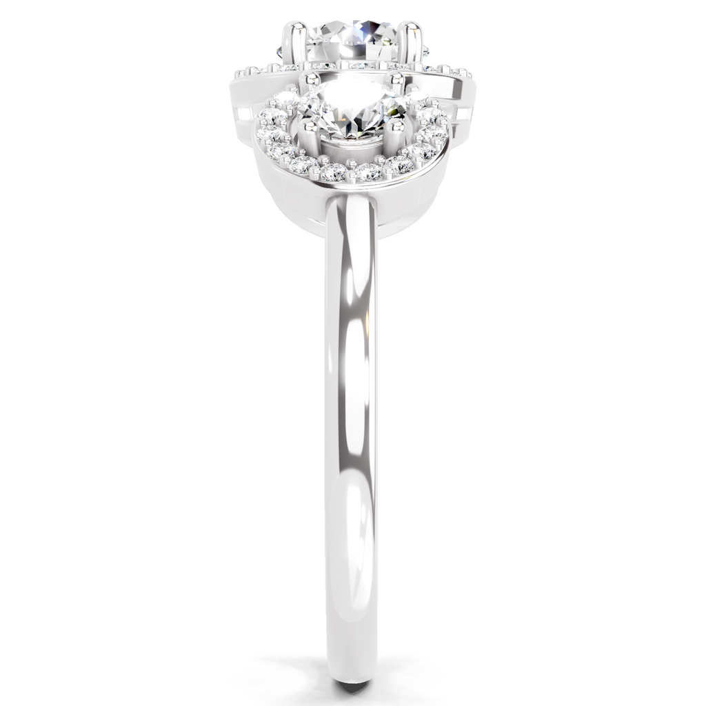 1.01 Carat Round 3 Stone Halo Diamond Ring