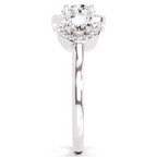 1.01 Carat Round 3 Stone Halo Diamond Ring