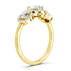 1.01 Carat Round 3 Stone Halo Diamond Ring