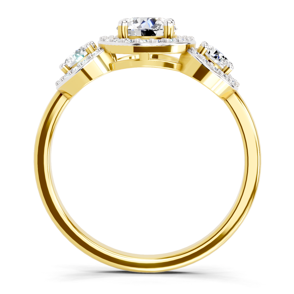 1.01 Carat Round 3 Stone Halo Diamond Ring