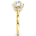 1.01 Carat Round 3 Stone Halo Diamond Ring