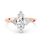 1.01 Carat Round 3 Stone Halo Diamond Ring