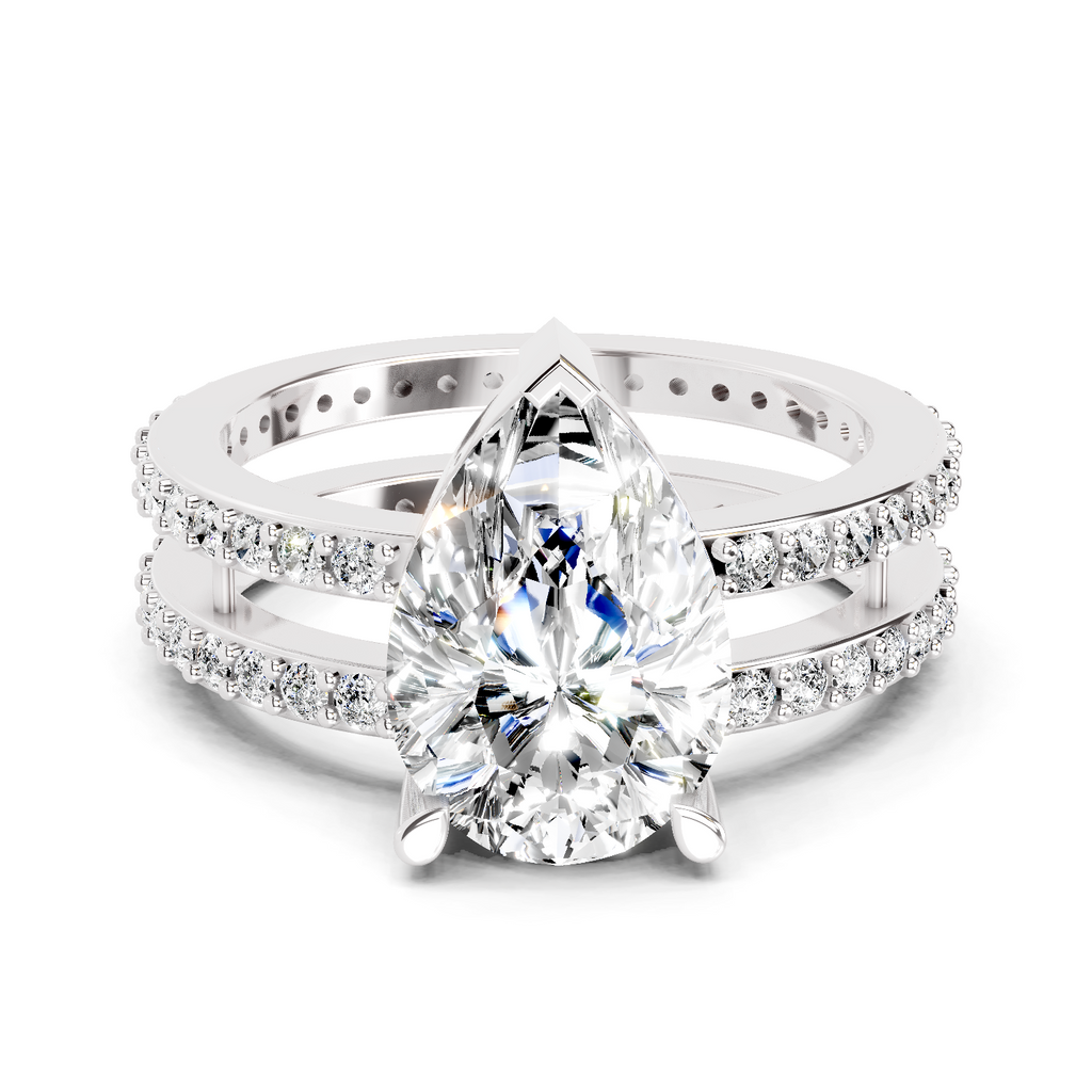 3.98 Carat Pear Shape Diamond Engagement Ring