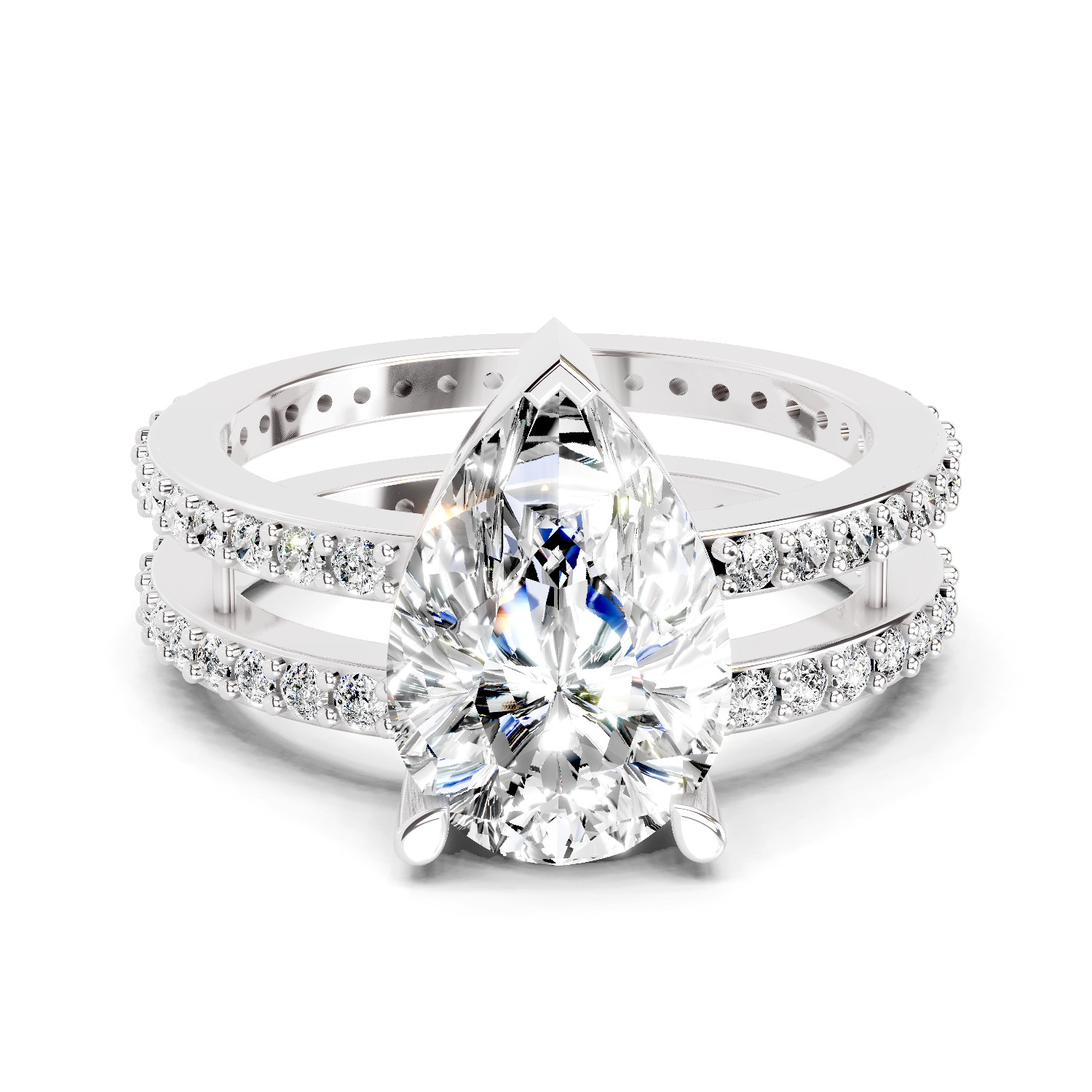 3.98 Carat Pear Shape Diamond Engagement Ring