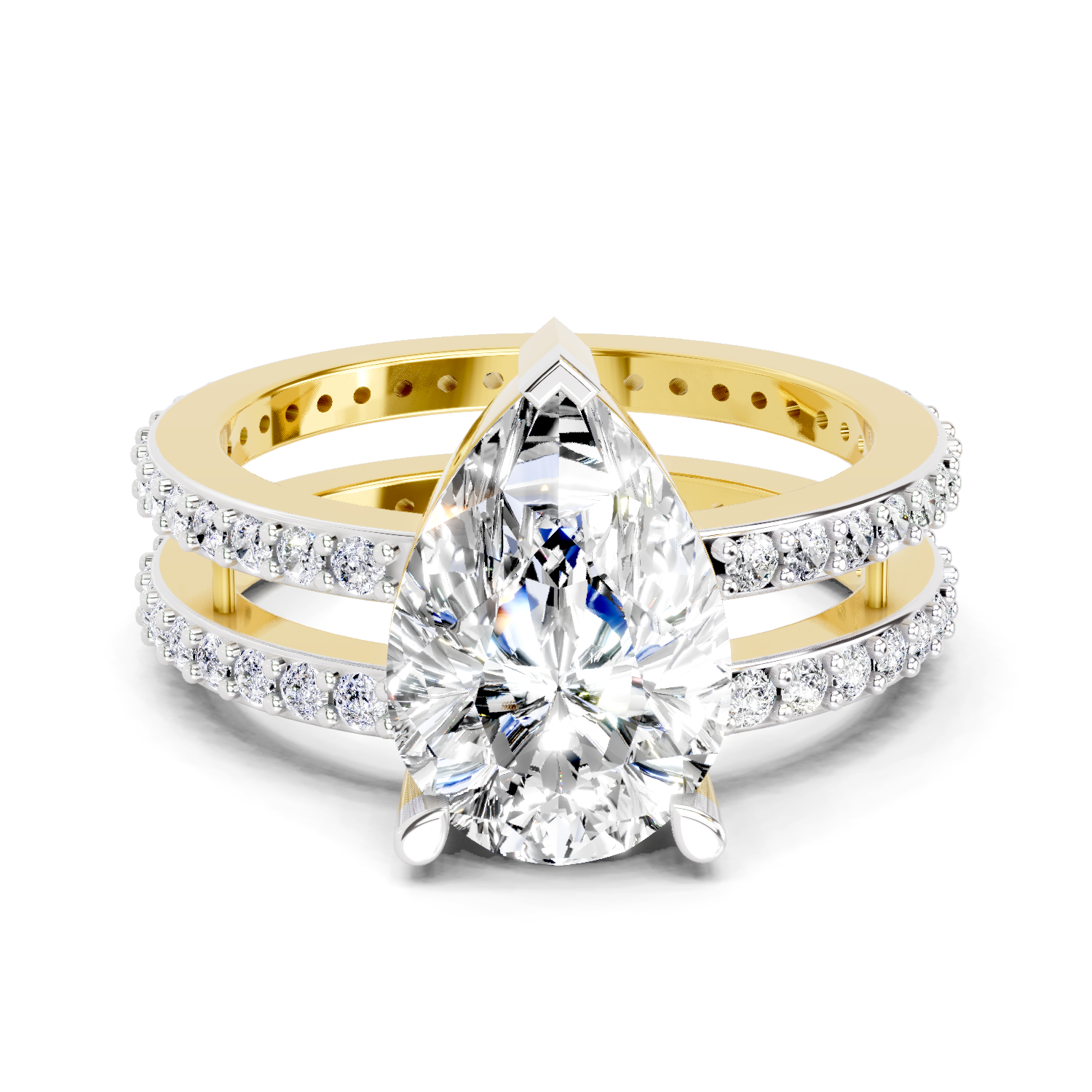 3.98 Carat Pear Shape Diamond Engagement Ring