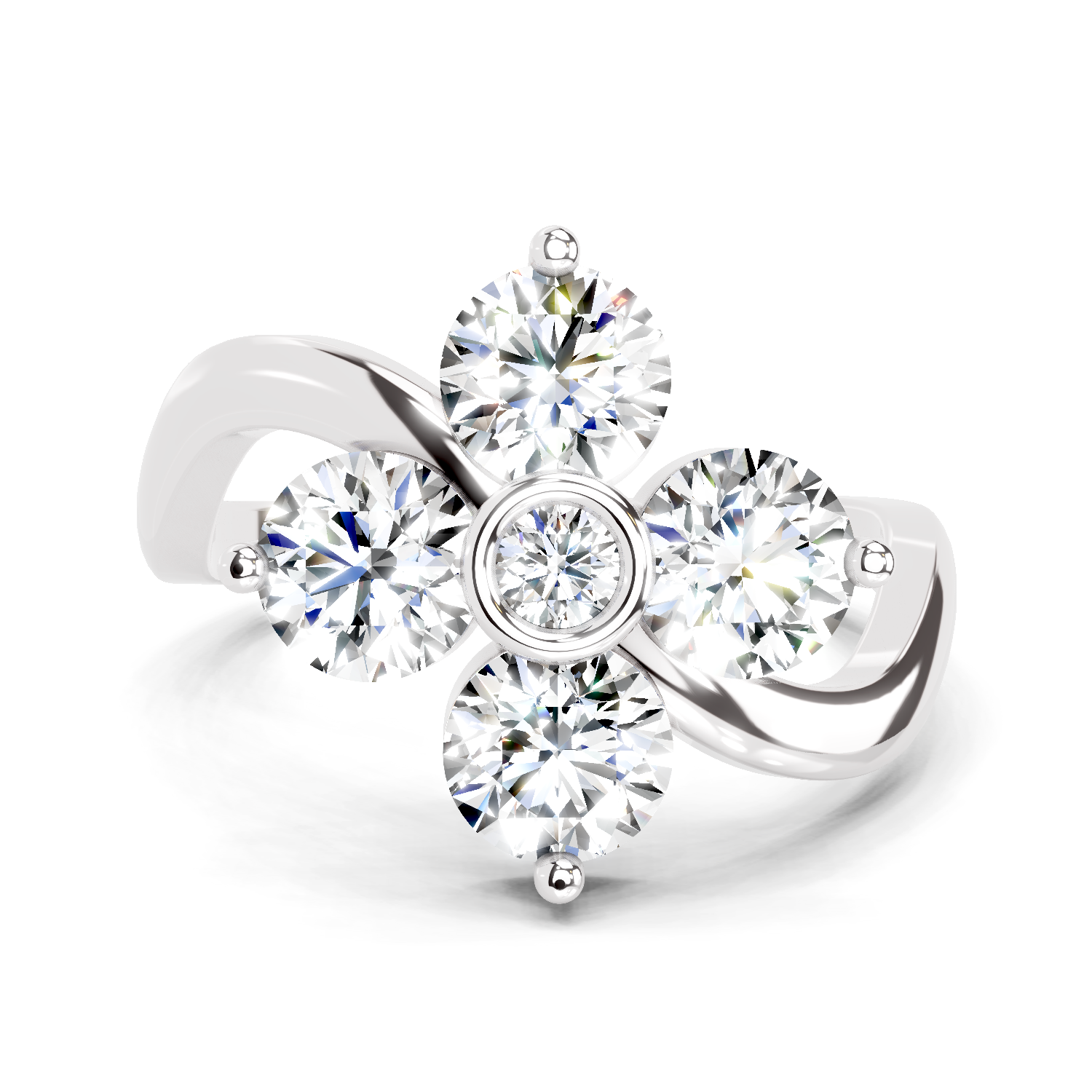 1.63 Carat Round Four Stone Ring