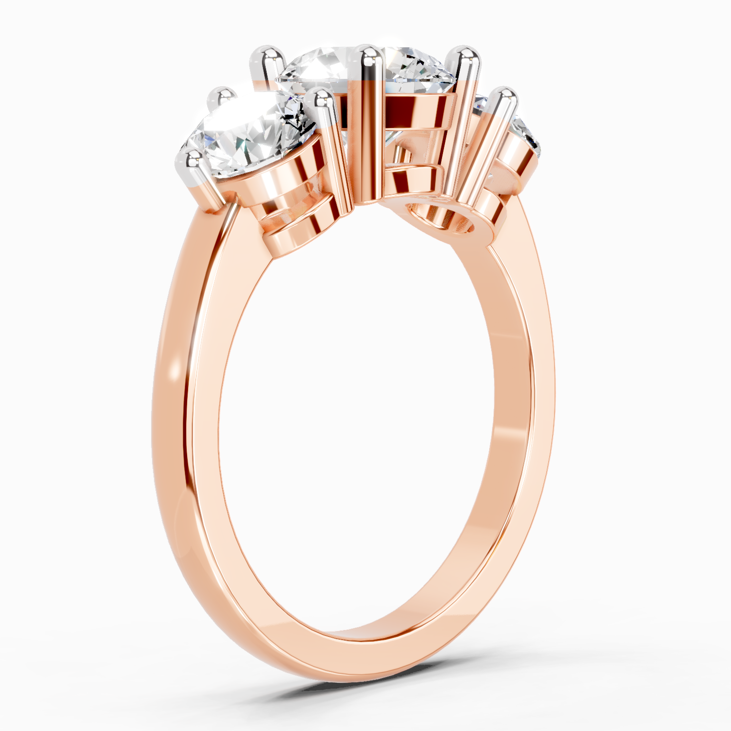 2 Carat Round Three Stone Ring