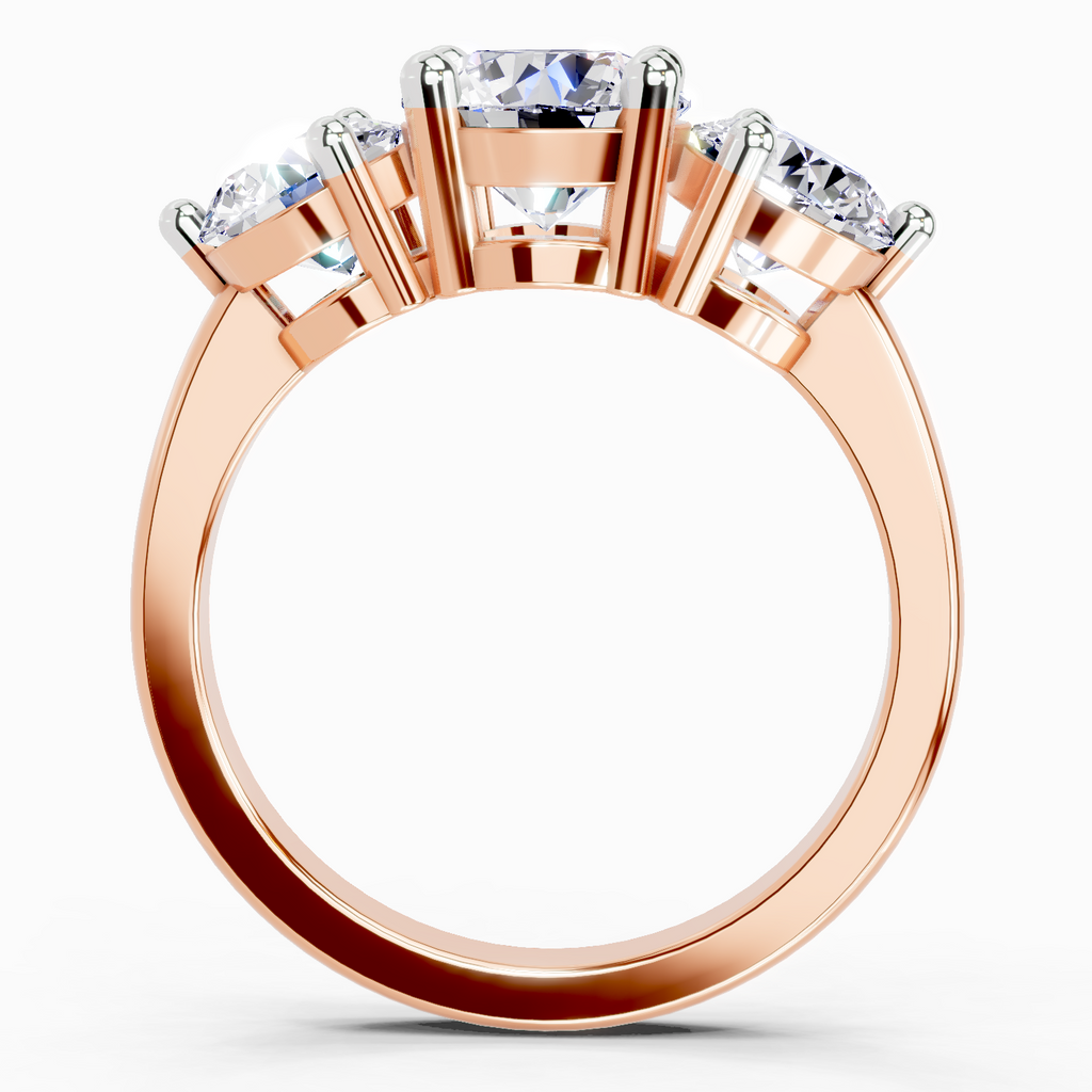 2 Carat Round Three Stone Ring