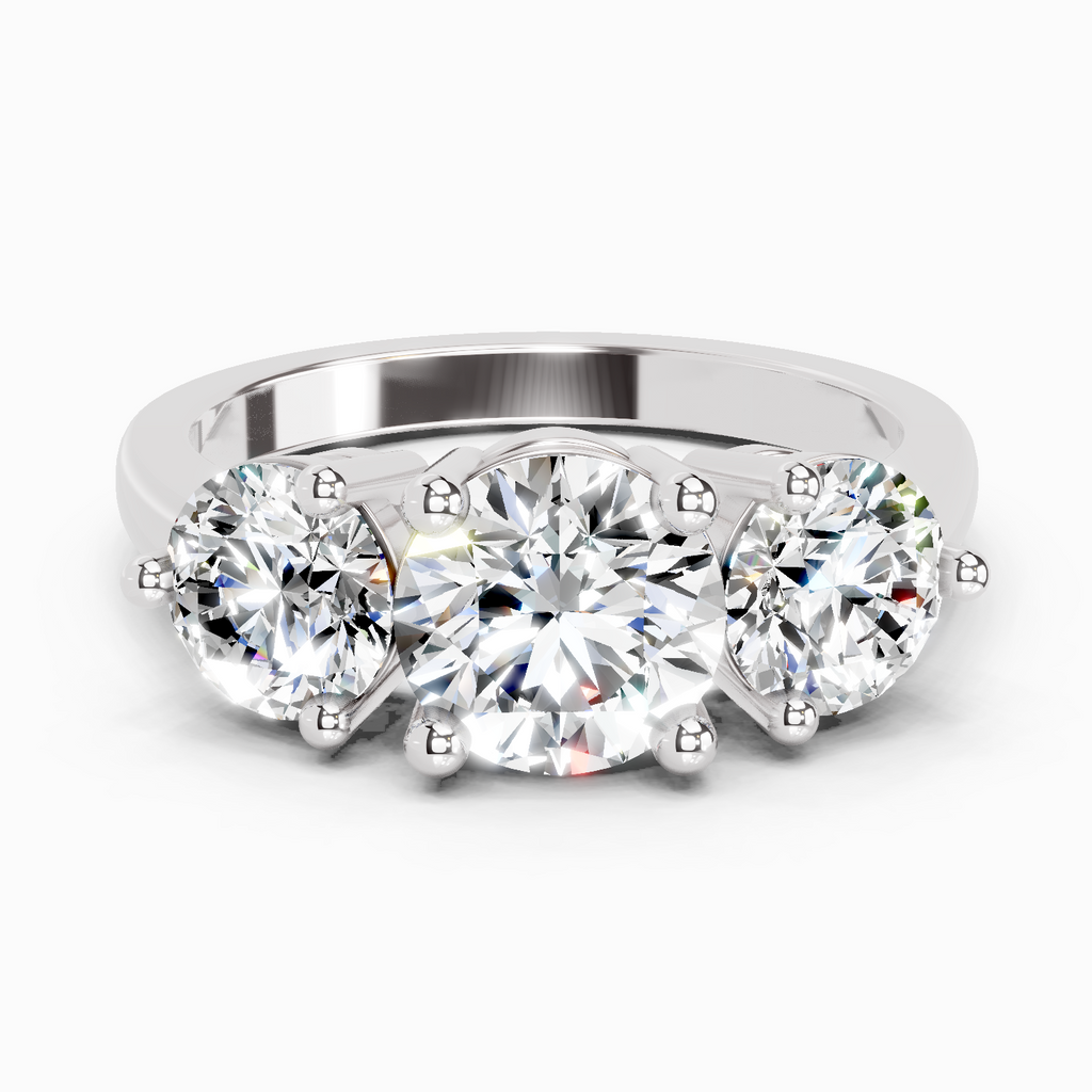 2 Carat Round Three Stone Ring