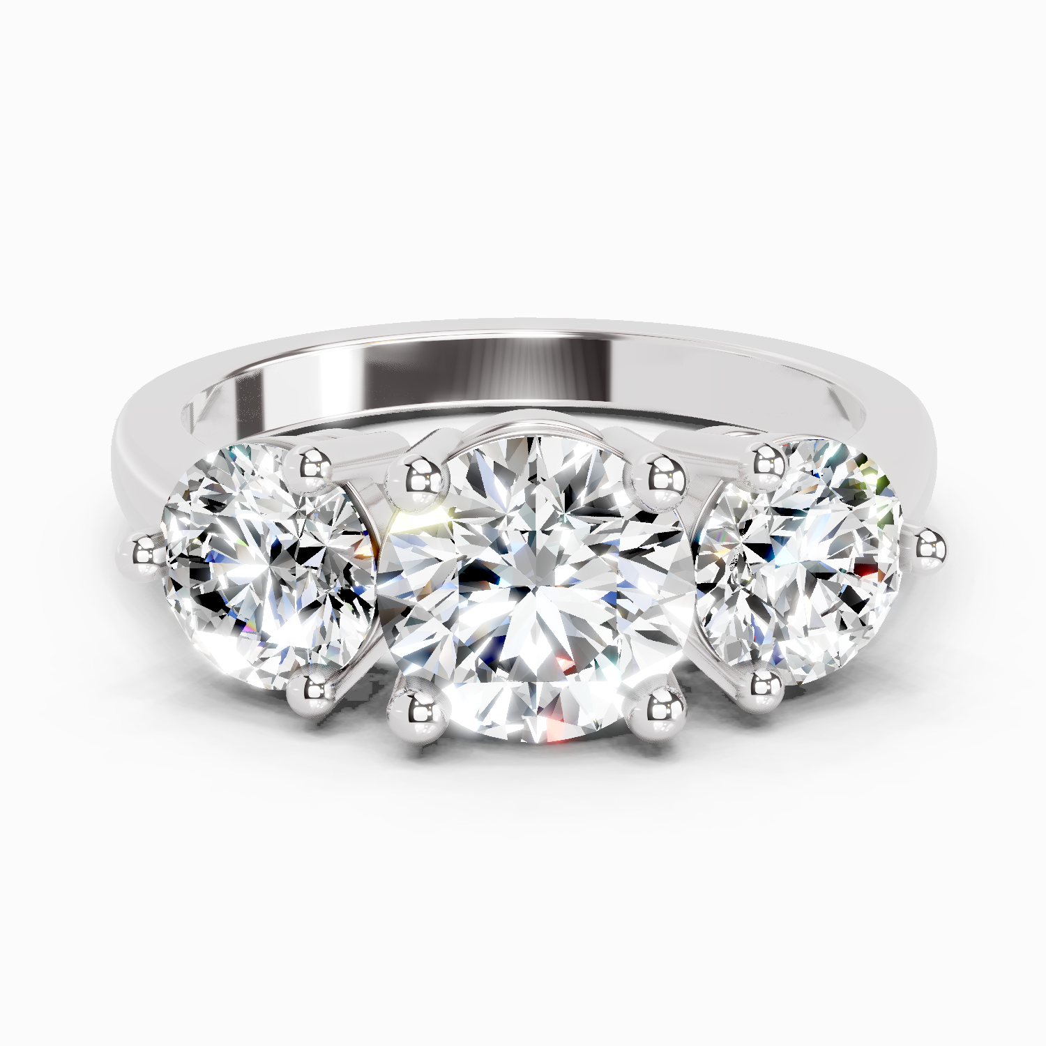 2 Carat Round Three Stone Ring