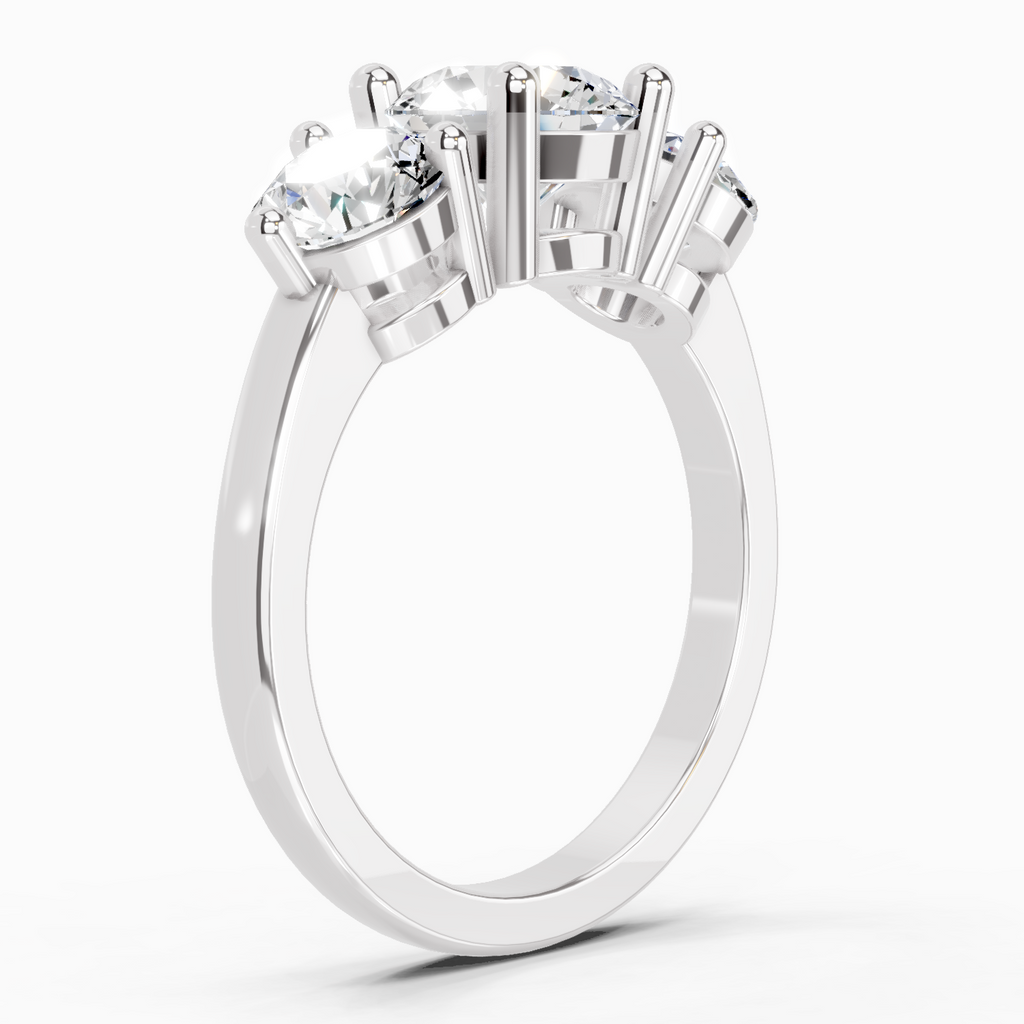 2 Carat Round Three Stone Ring