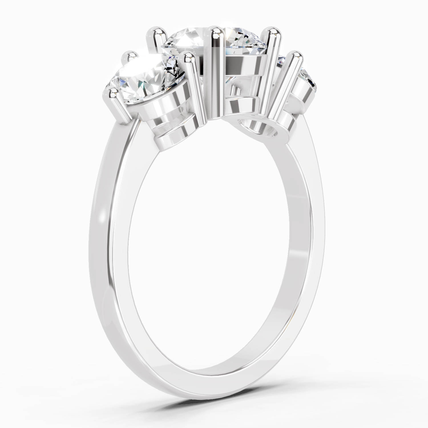 2 Carat Round Three Stone Ring