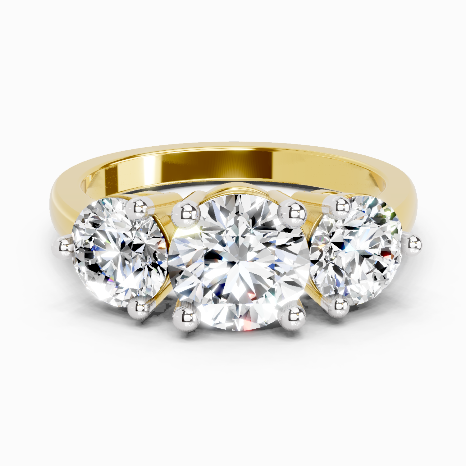 2 Carat Round Three Stone Ring