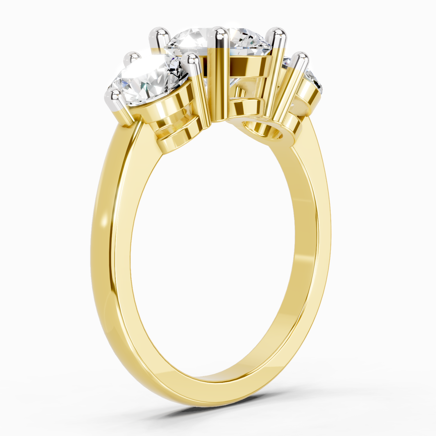 2 Carat Round Three Stone Ring