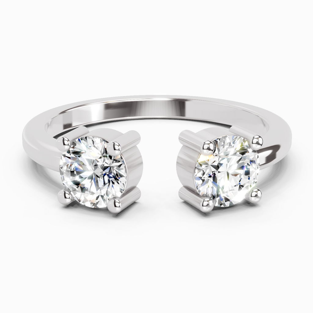 0.76 Ct Round Open Two Stone Ring