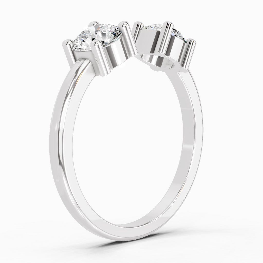 0.76 Ct Round Open Two Stone Ring