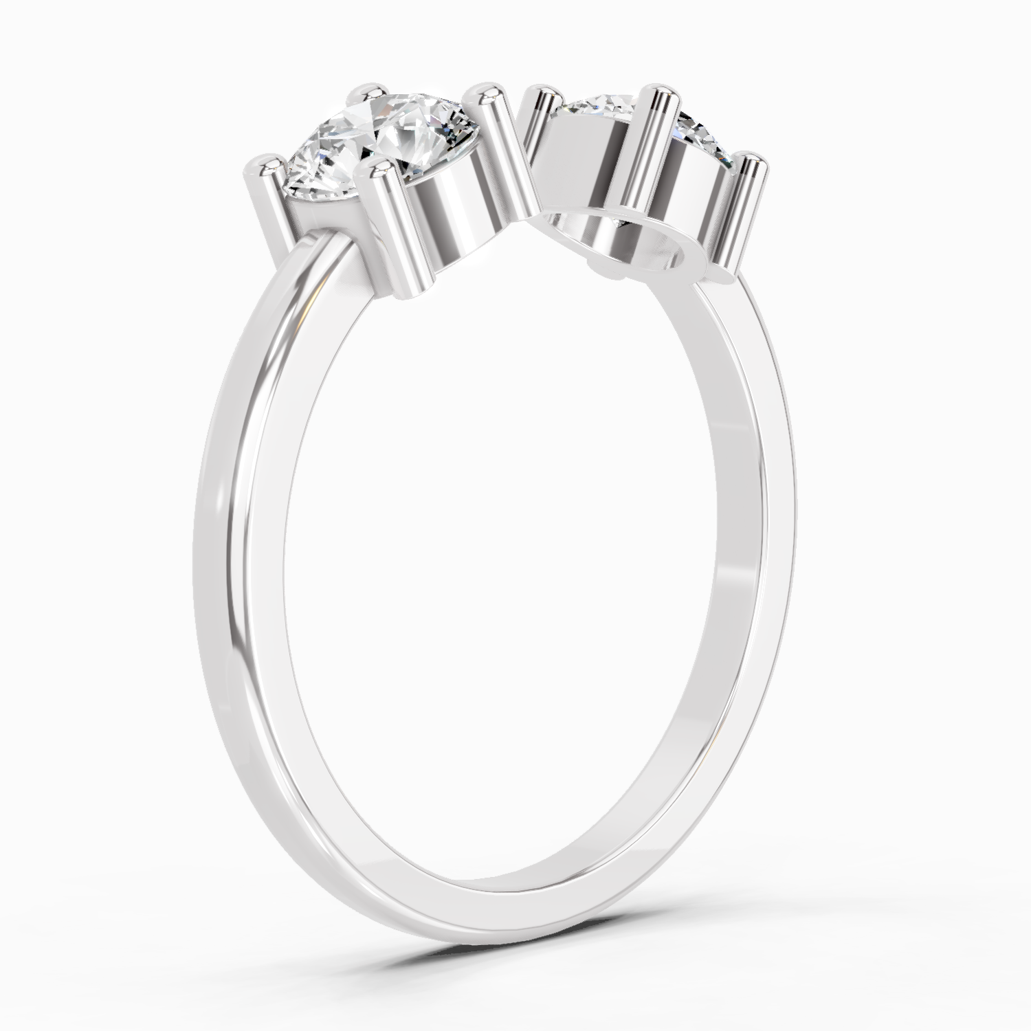 0.76 Ct Round Open Two Stone Ring