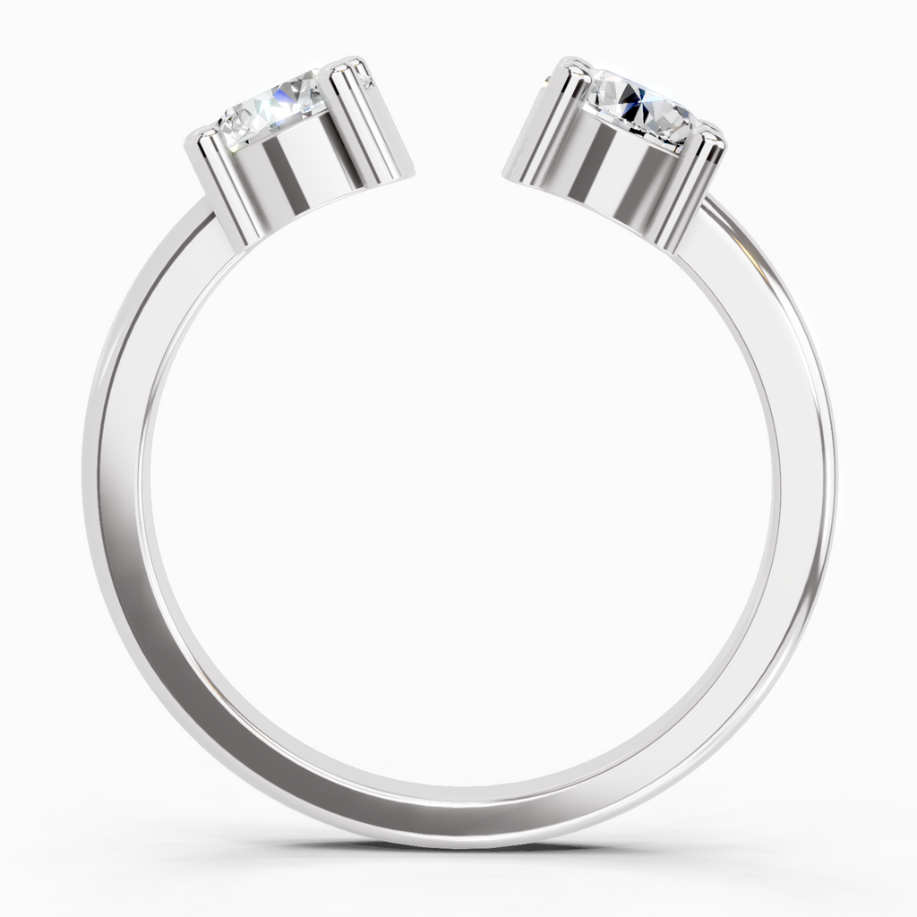 0.76 Ct Round Open Two Stone Ring