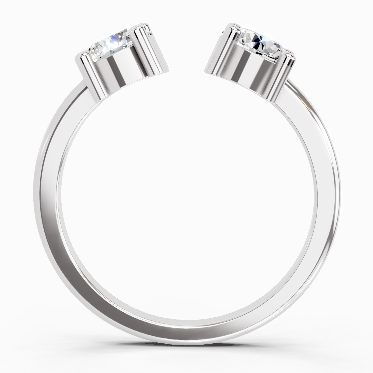0.76 Ct Round Open Two Stone Ring