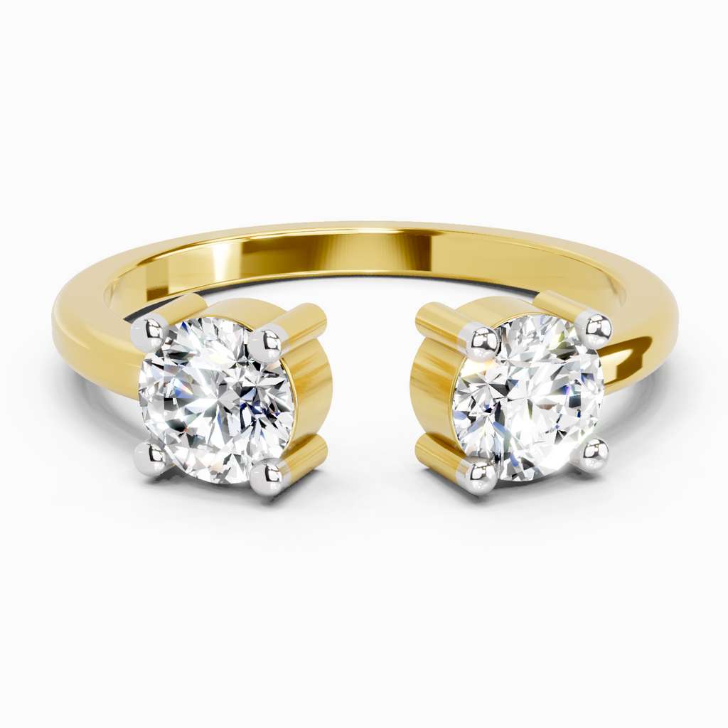 0.76 Ct Round Open Two Stone Ring