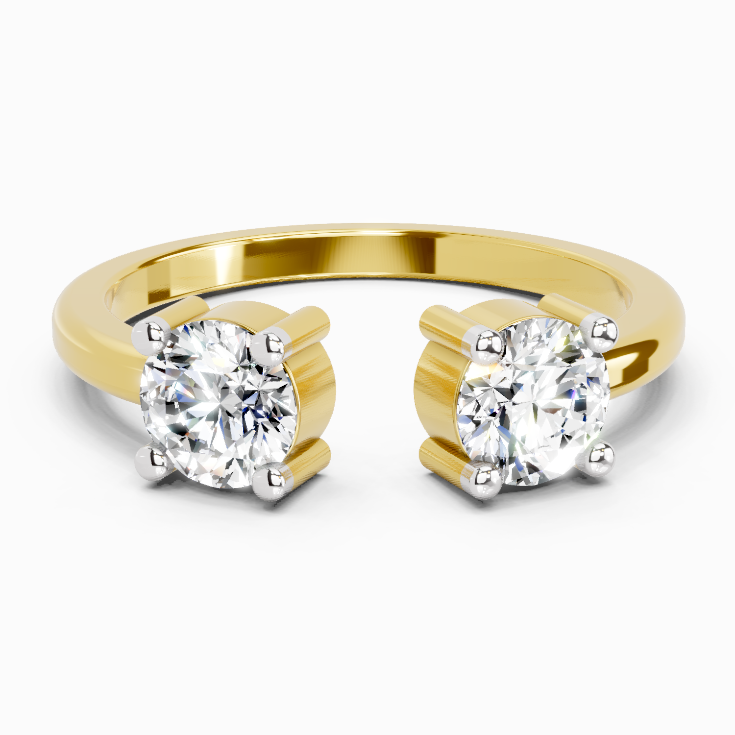 0.76 Ct Round Open Two Stone Ring