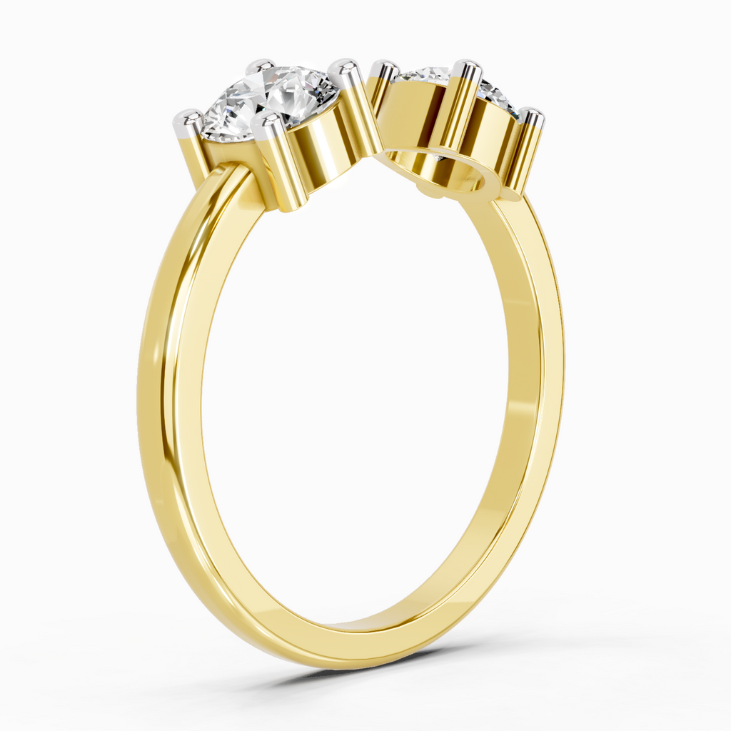 0.76 Ct Round Open Two Stone Ring