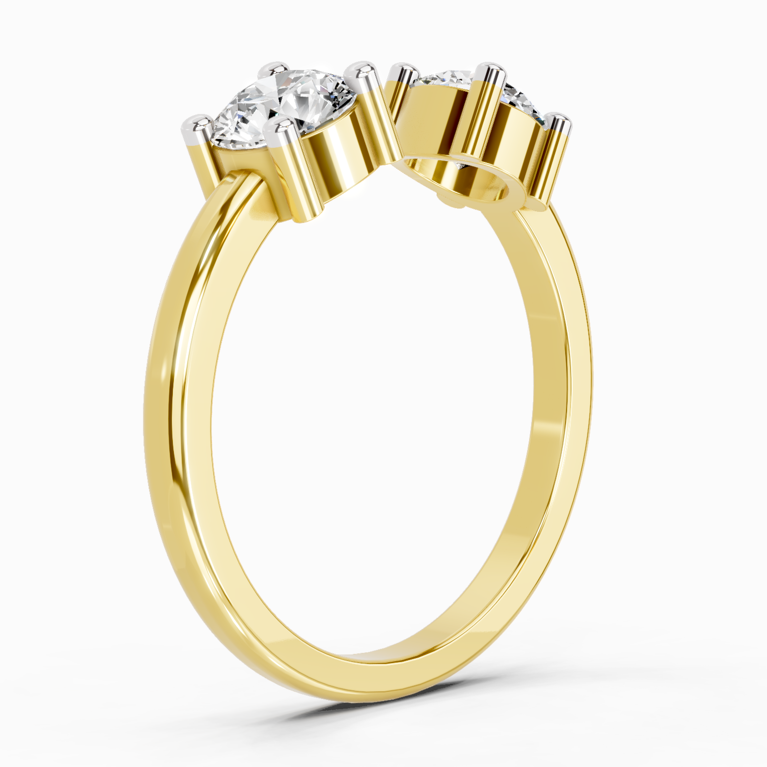 0.76 Ct Round Open Two Stone Ring