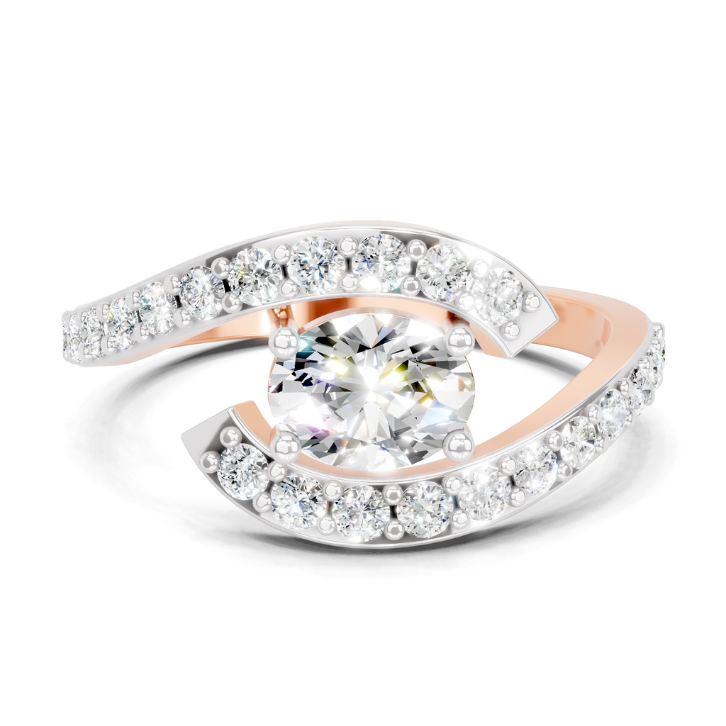 0.76 Ct Round Open Two Stone Ring