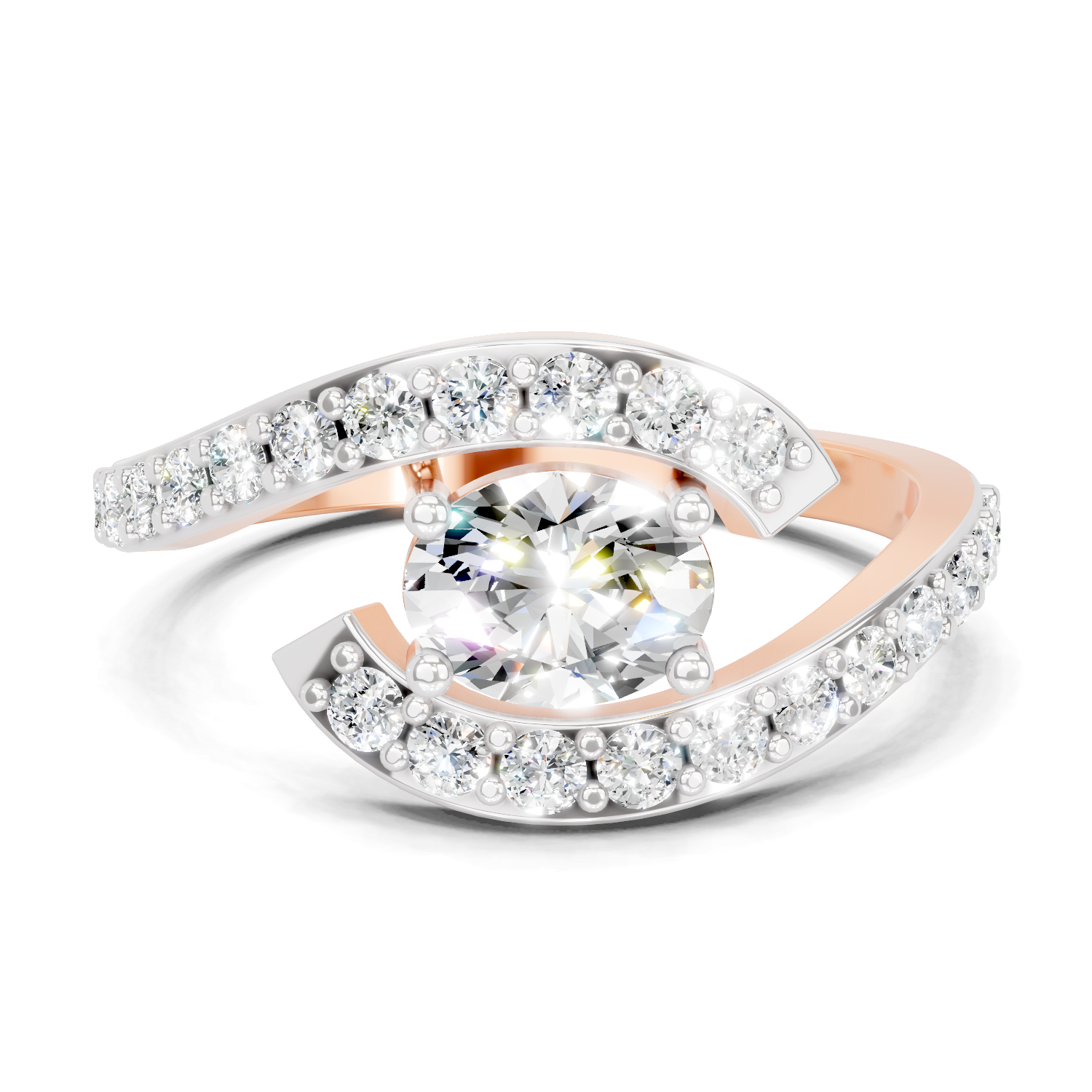 0.76 Ct Round Open Two Stone Ring