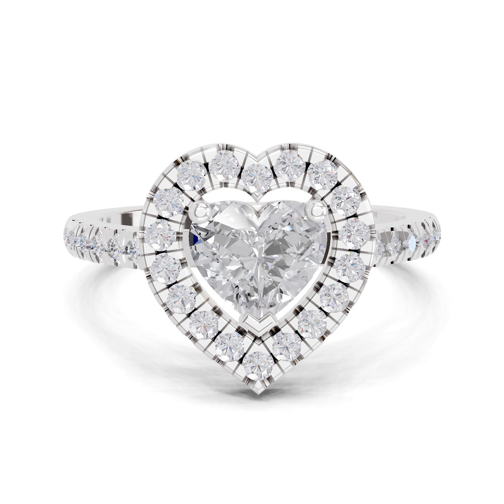 1.54 Carat Heart Shape Halo Engagement Ring