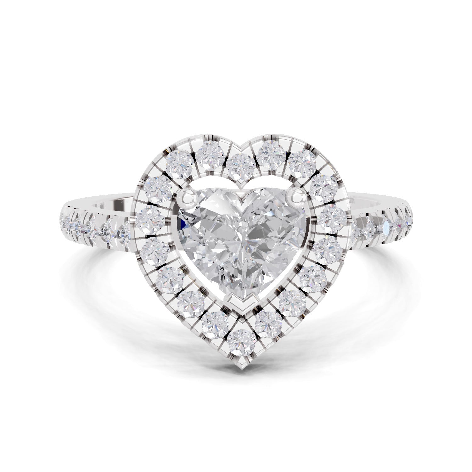 1.54 Carat Heart Shape Halo Engagement Ring