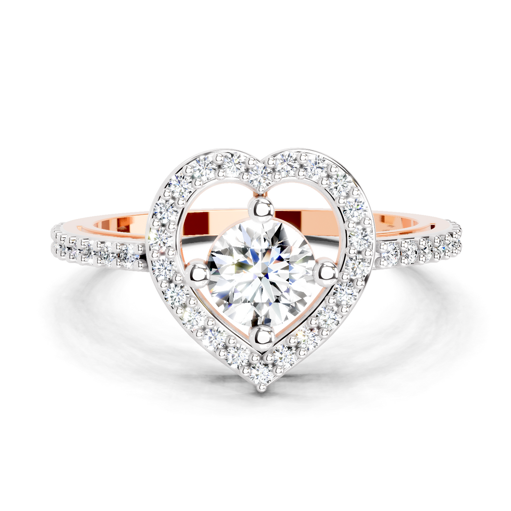 0.84 Carat Round Halo Heart Ring